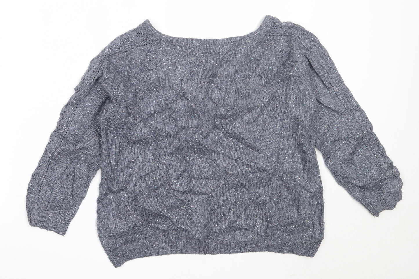 Marks and Spencer Womens Blue Round Neck  Acrylic Pullover Jumper Size 8