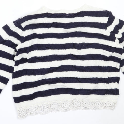 Dorothy Perkins Womens Blue Round Neck Striped Acrylic Pullover Jumper Size 12