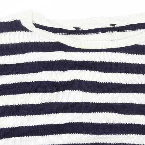 Dorothy Perkins Womens Blue Round Neck Striped Acrylic Pullover Jumper Size 12
