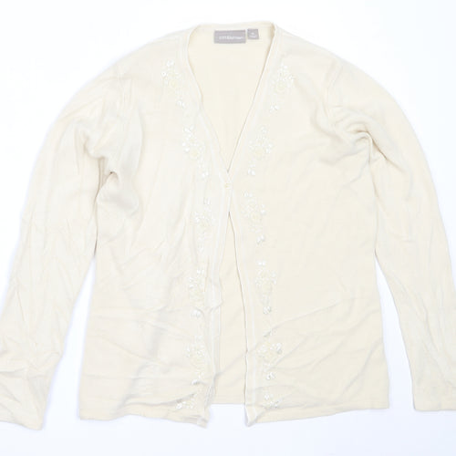 Croft & Barrow Womens Beige V-Neck  Acrylic Cardigan Jumper Size M