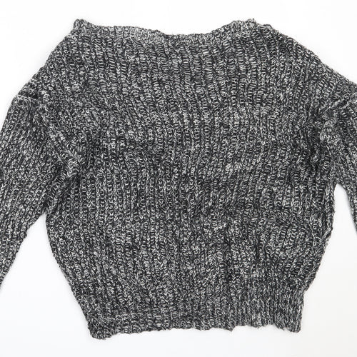 SheIn Womens Black Round Neck  Acrylic Pullover Jumper One Size
