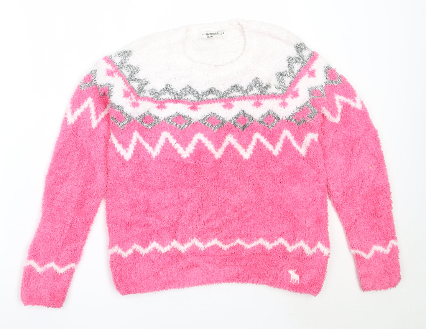 abercrombie kids Girls Pink Round Neck  Polyester Pullover Jumper Size 11-12 Years