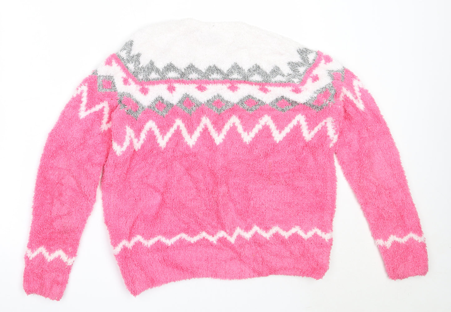 abercrombie kids Girls Pink Round Neck  Polyester Pullover Jumper Size 11-12 Years