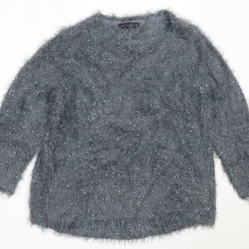 Marks and Spencer Womens Blue Round Neck  Polyester Pullover Jumper Size 8