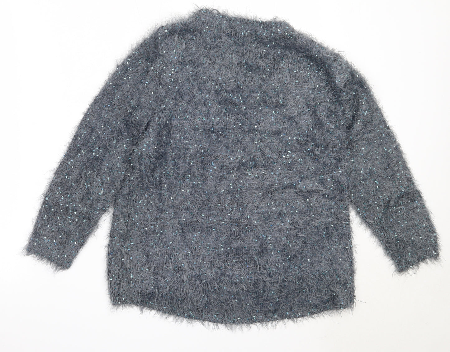Marks and Spencer Womens Blue Round Neck  Polyester Pullover Jumper Size 8