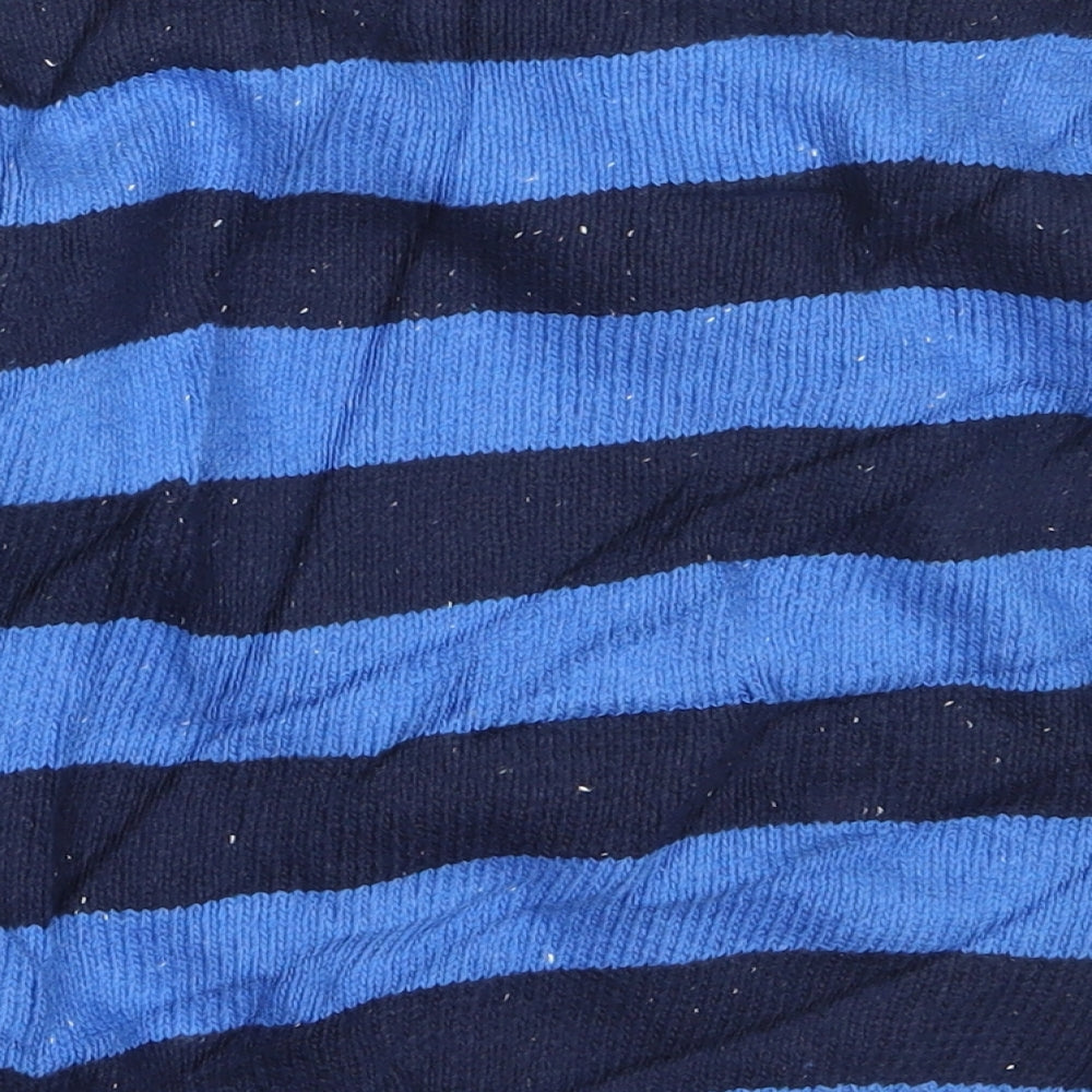 Marks and Spencer Boys Blue Round Neck Striped Cotton Pullover Jumper Size 4-5 Years   - christmas