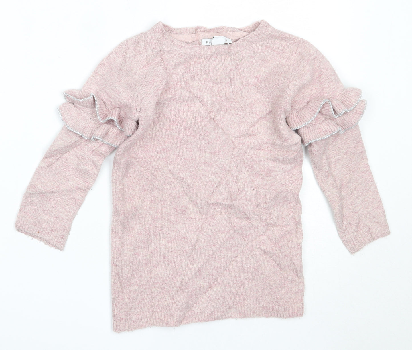 Primark Girls Pink Round Neck  Acrylic Pullover Jumper Size 4-5 Years