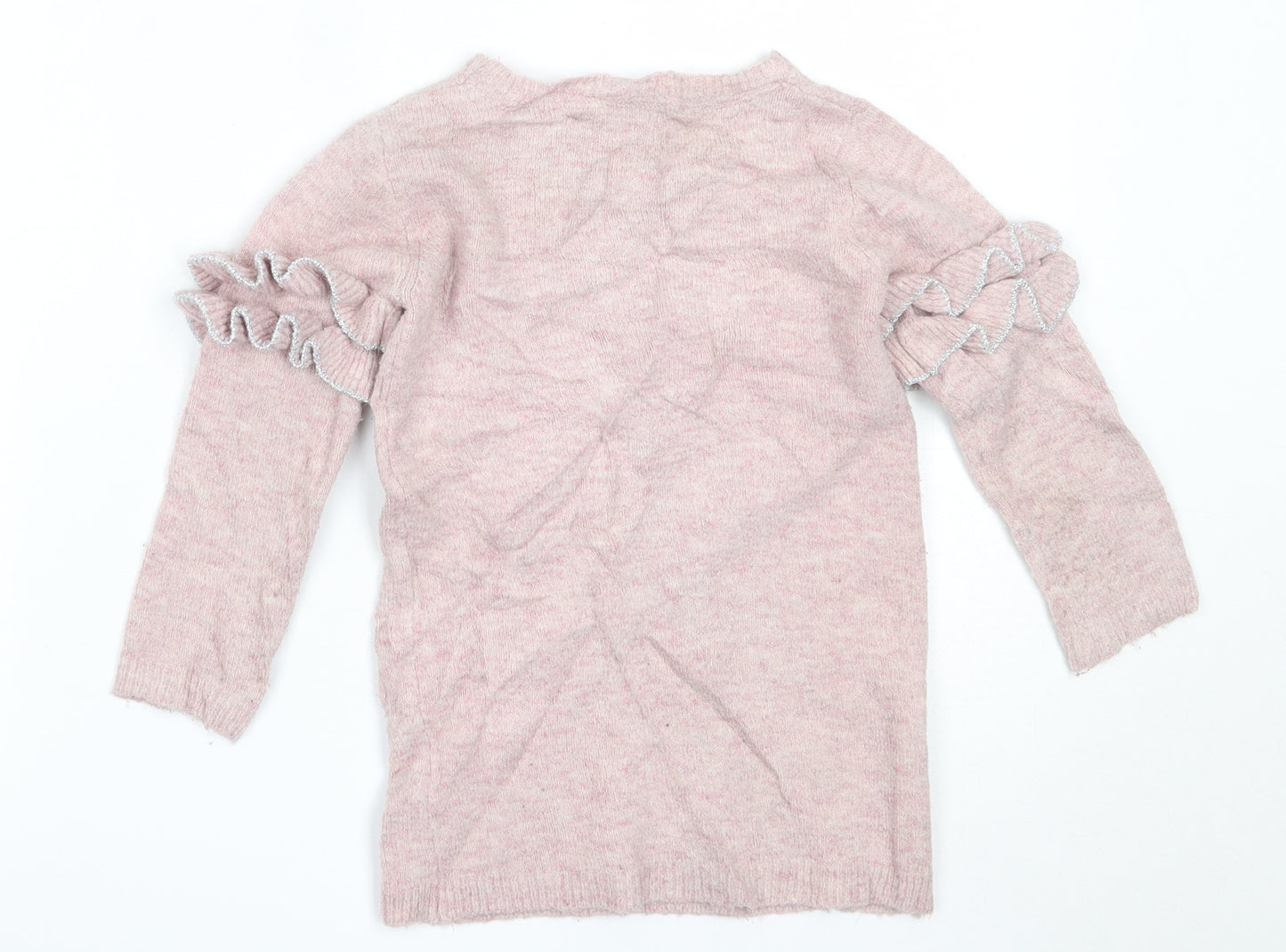 Primark Girls Pink Round Neck  Acrylic Pullover Jumper Size 4-5 Years
