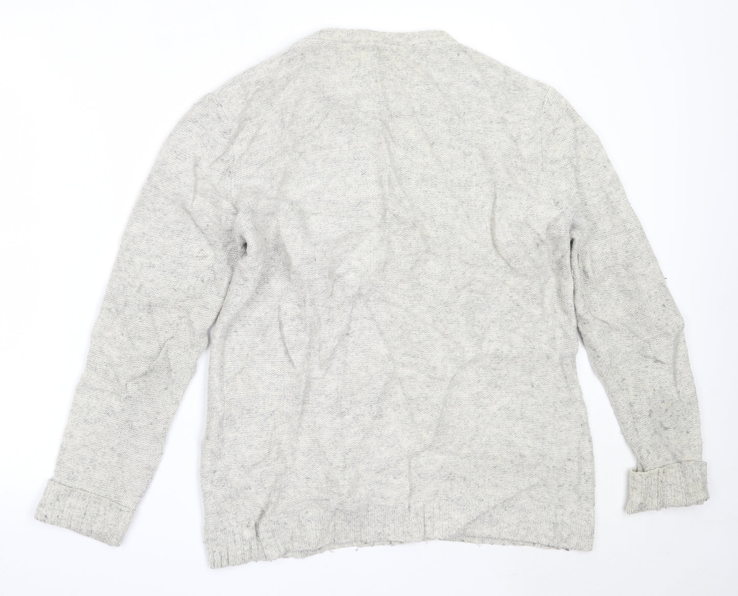Reiss Mens Grey Round Neck  Wool Pullover Jumper Size L
