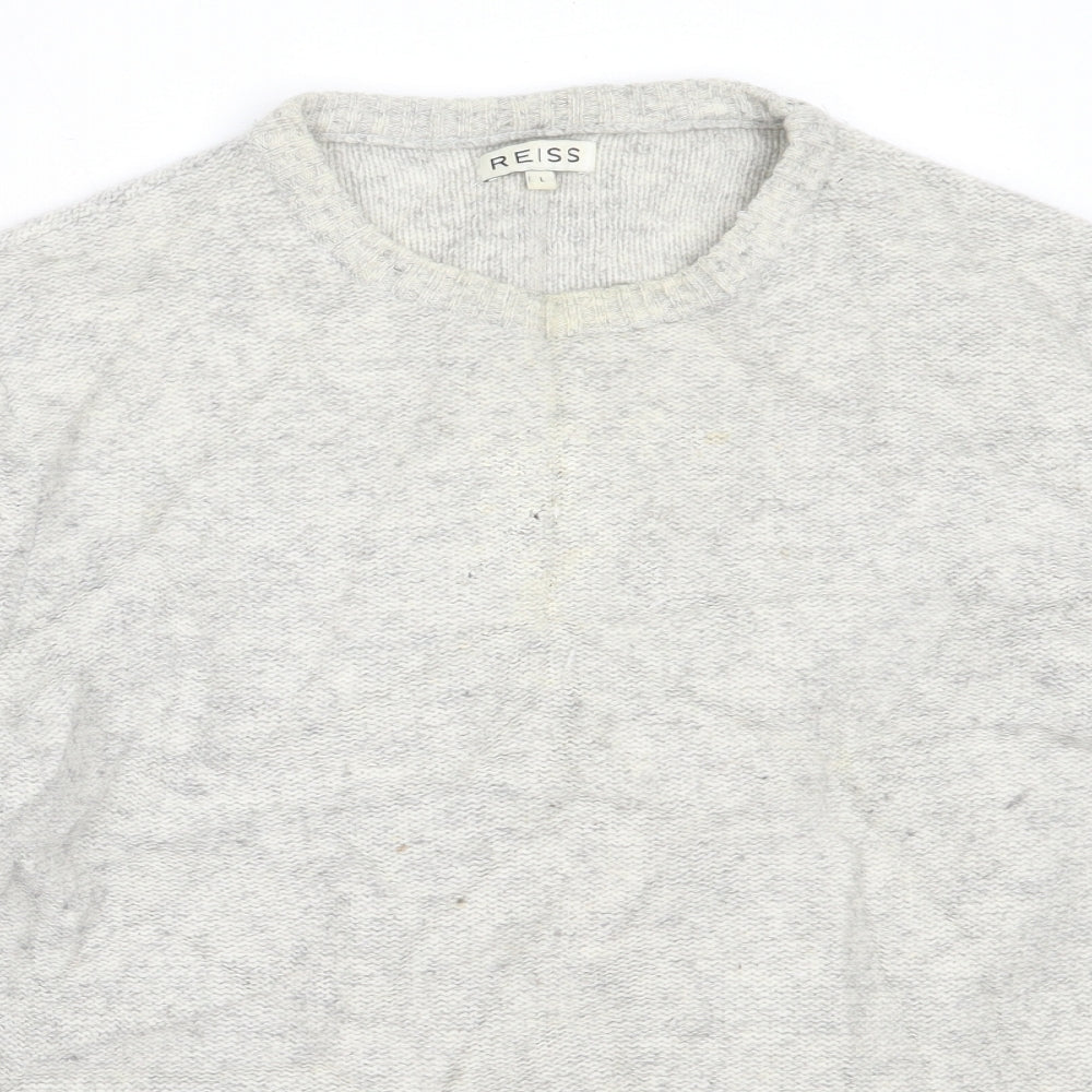 Reiss Mens Grey Round Neck  Wool Pullover Jumper Size L