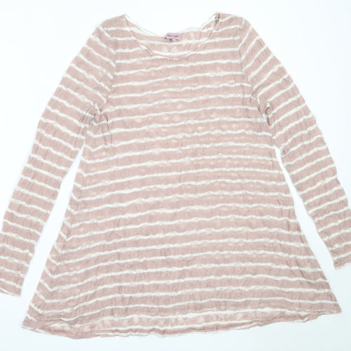 Phase Eight Womens Pink Round Neck Striped Polyester Pullover Jumper Size 12