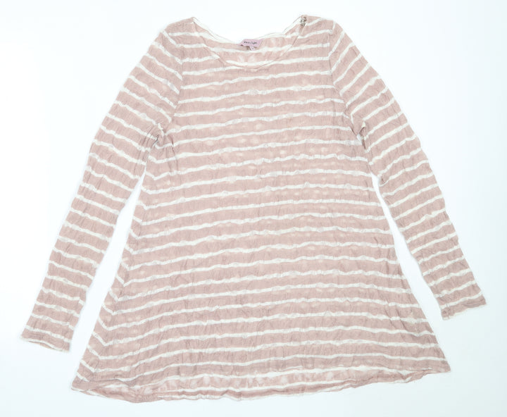 Phase Eight Womens Pink Round Neck Striped Polyester Pullover Jumper Size 12