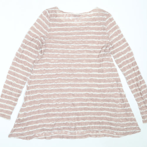 Phase Eight Womens Pink Round Neck Striped Polyester Pullover Jumper Size 12