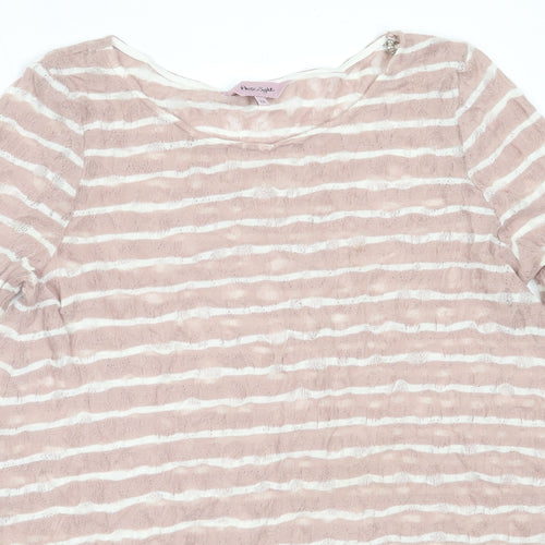 Phase Eight Womens Pink Round Neck Striped Polyester Pullover Jumper Size 12