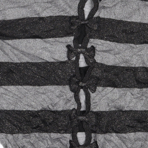 Misumi Womens Black Round Neck Striped Cotton Pullover Jumper Size M