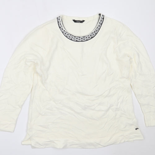 TIGI Womens Ivory Round Neck  Acrylic Pullover Jumper Size 18
