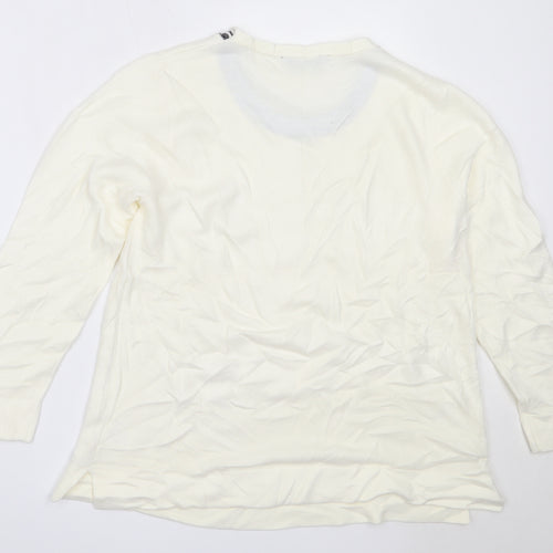 TIGI Womens Ivory Round Neck  Acrylic Pullover Jumper Size 18