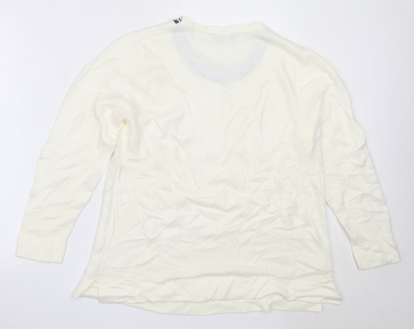TIGI Womens Ivory Round Neck  Acrylic Pullover Jumper Size 18
