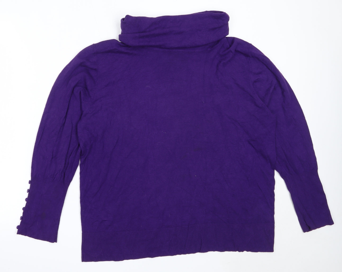 Nightingales Womens Purple Roll Neck  Viscose Pullover Jumper Size 24