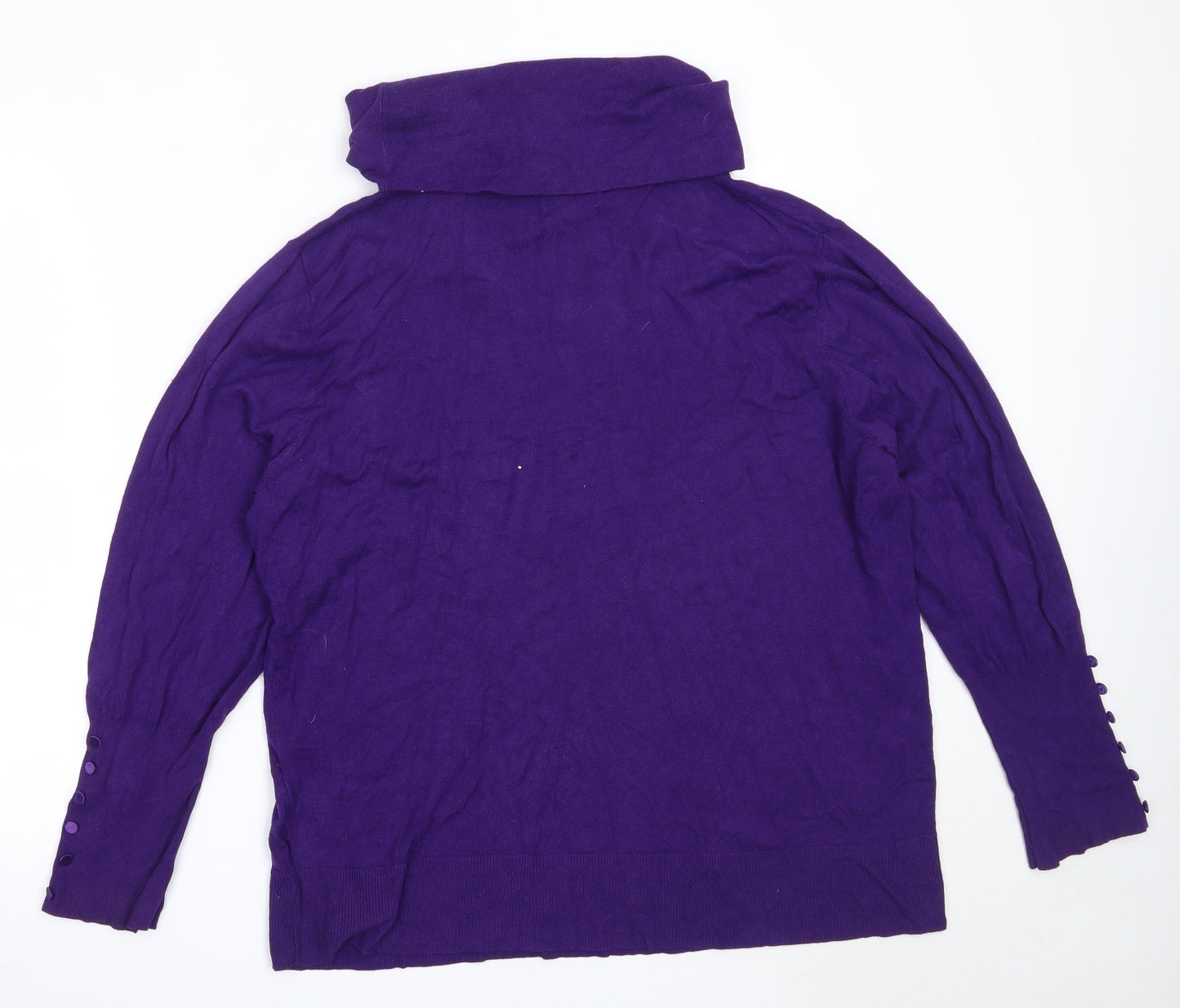 Nightingales Womens Purple Roll Neck  Viscose Pullover Jumper Size 24