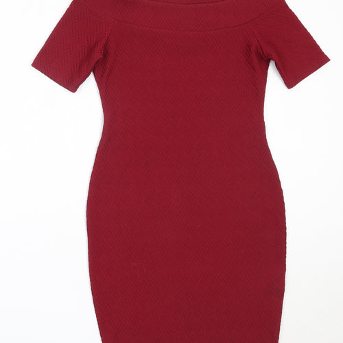 New Look Womens Red  Polyester Bodycon  Size 8  Off the Shoulder