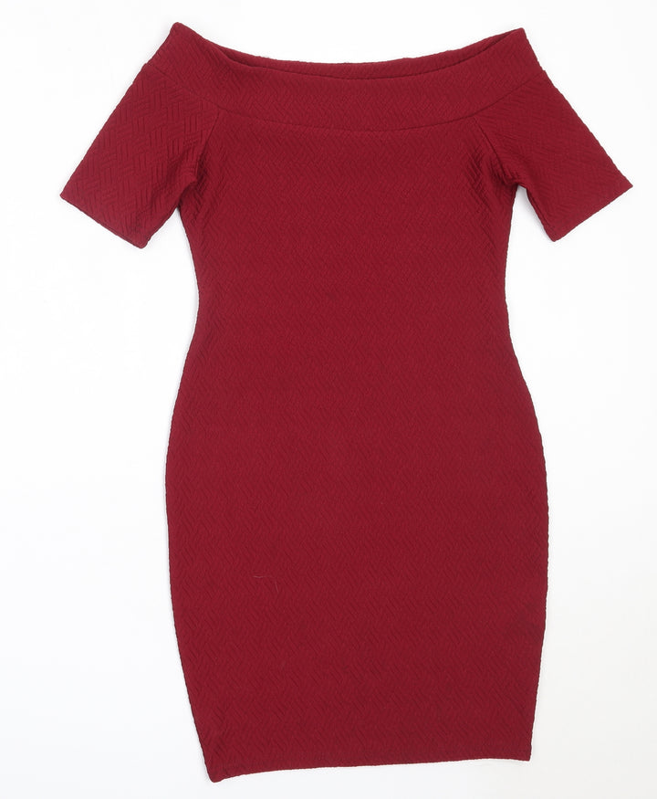 New Look Womens Red  Polyester Bodycon  Size 8  Off the Shoulder