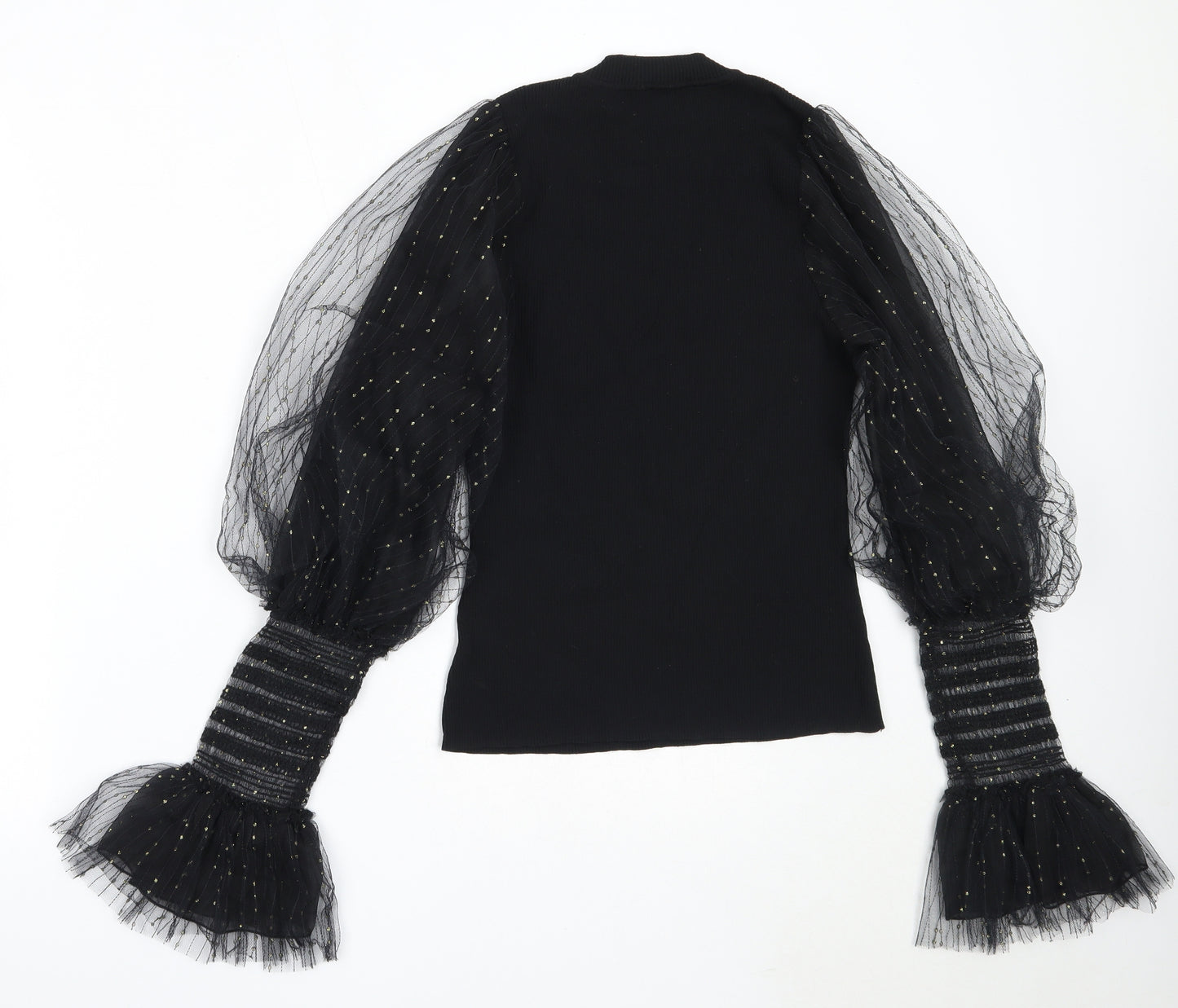 River Island Womens Black  Viscose Basic Blouse Size 14 Round Neck