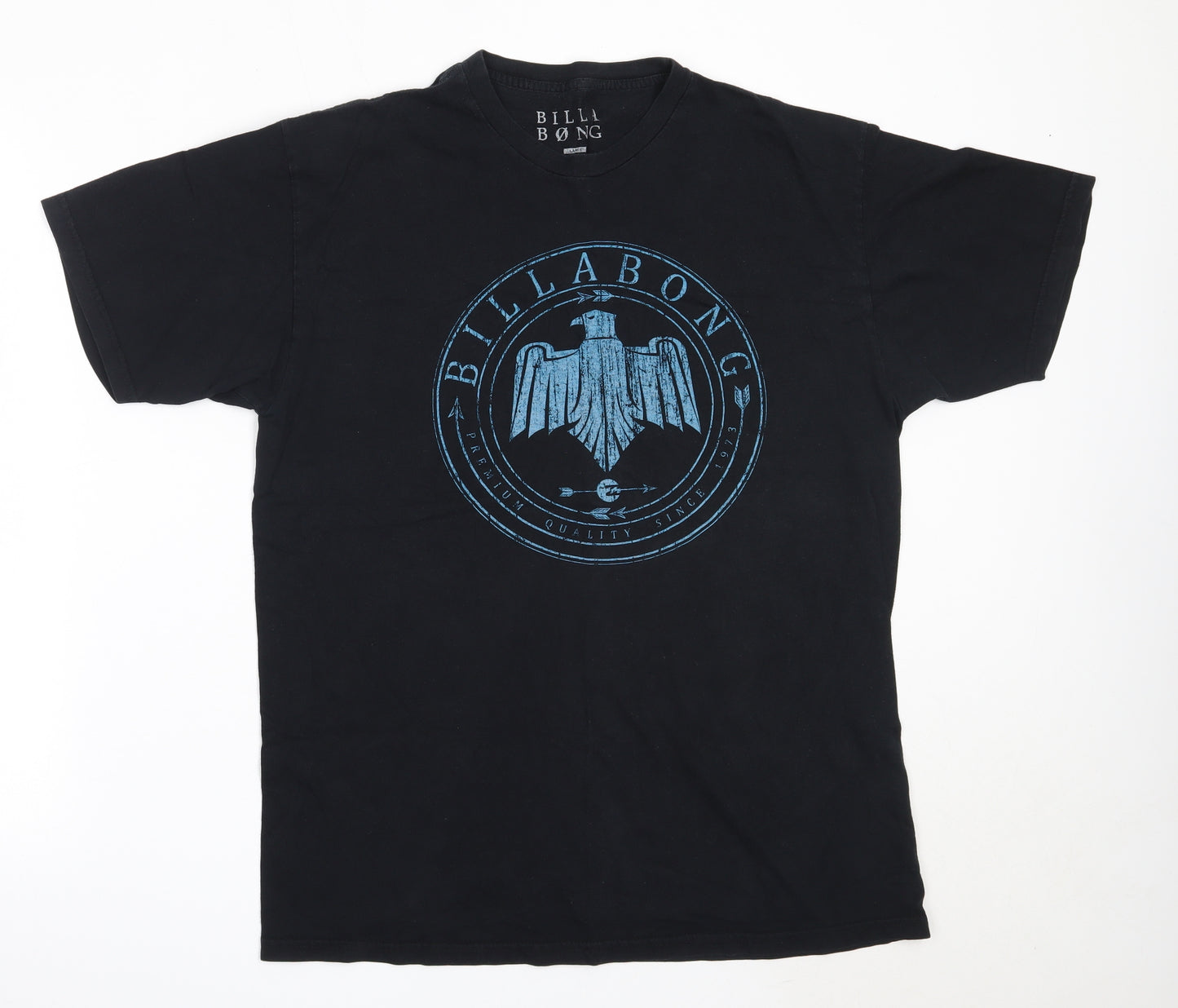 Billabong Mens Black  Cotton  T-Shirt Size L Round Neck