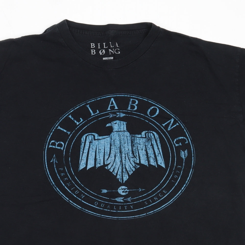 Billabong Mens Black  Cotton  T-Shirt Size L Round Neck