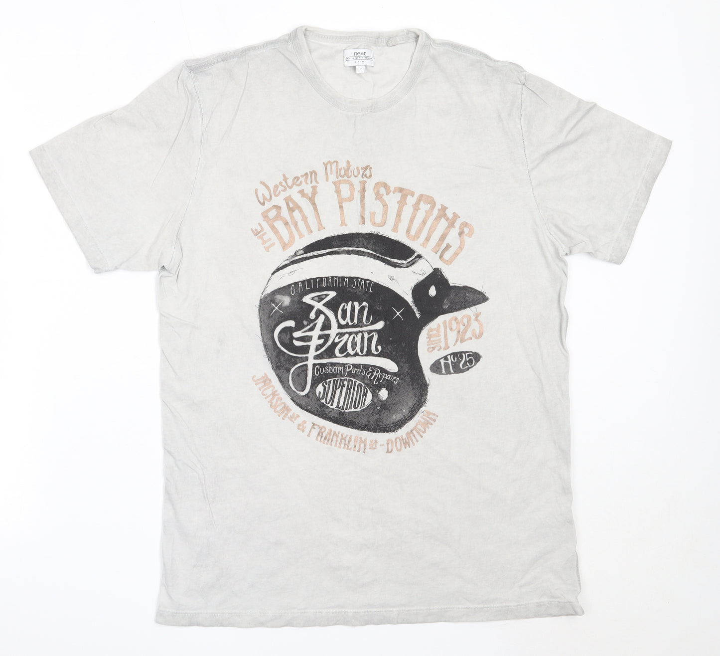 NEXT Mens Grey  Cotton  T-Shirt Size L Round Neck