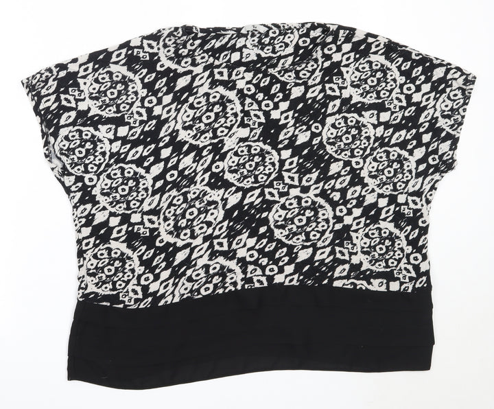 TU Womens Black Viscose Basic Blouse Size 14 Round Neck
