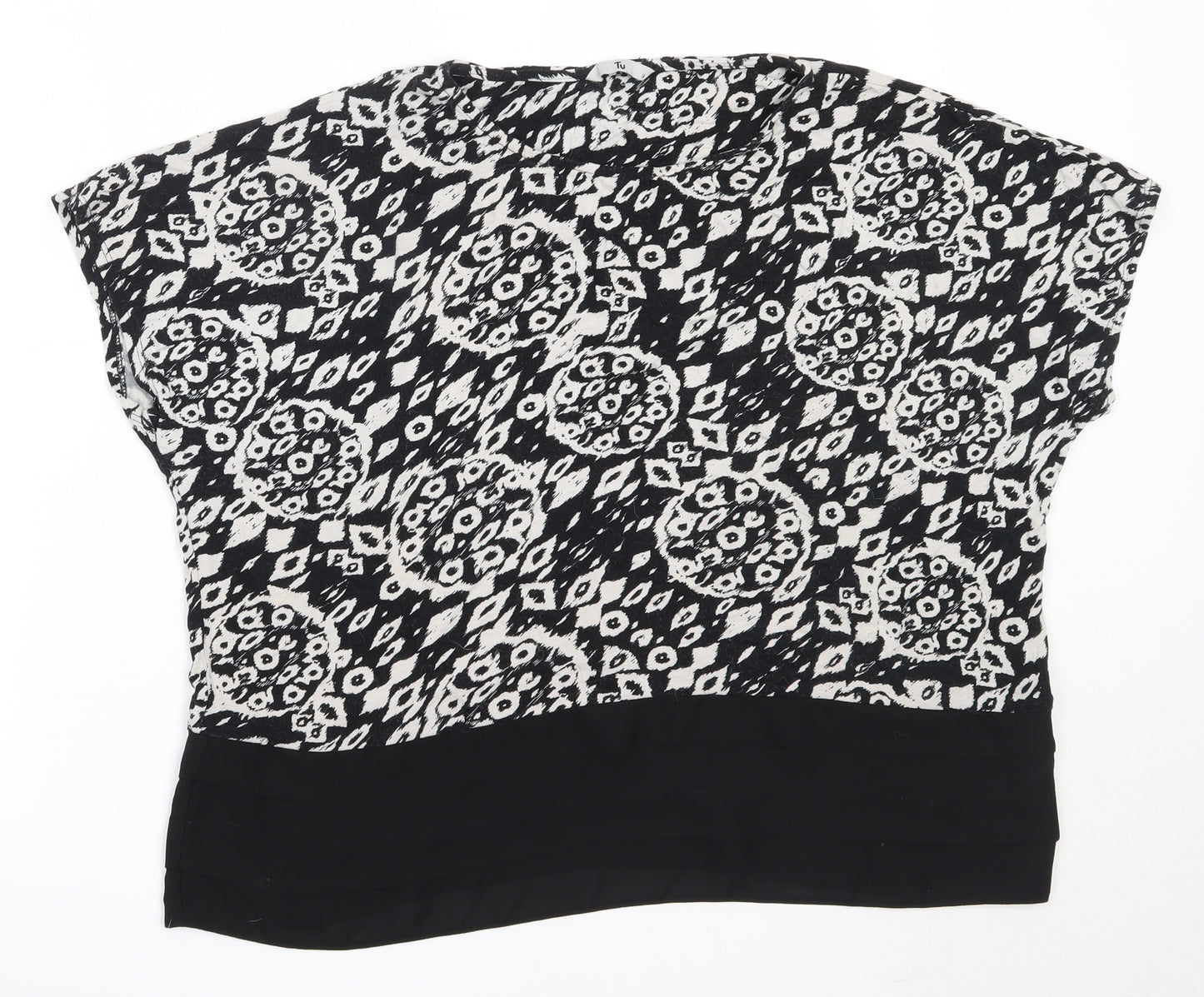 TU Womens Black  Viscose Basic Blouse Size 14 Round Neck