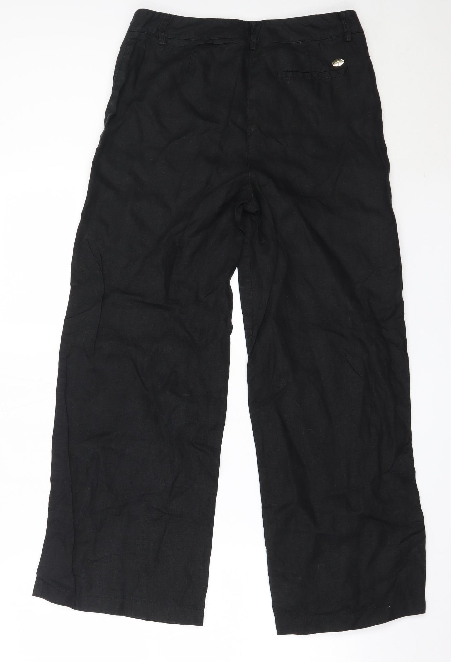 Per Una Womens Black  Linen Trousers  Size 10 L27 in Regular