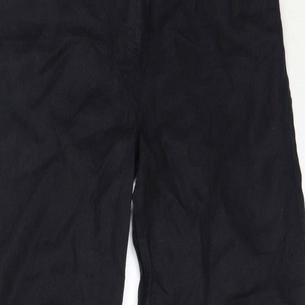 Per Una Womens Black  Linen Trousers  Size 10 L27 in Regular