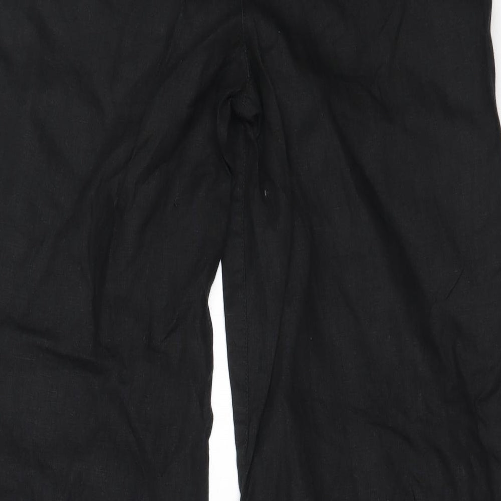 Per Una Womens Black  Linen Trousers  Size 10 L27 in Regular