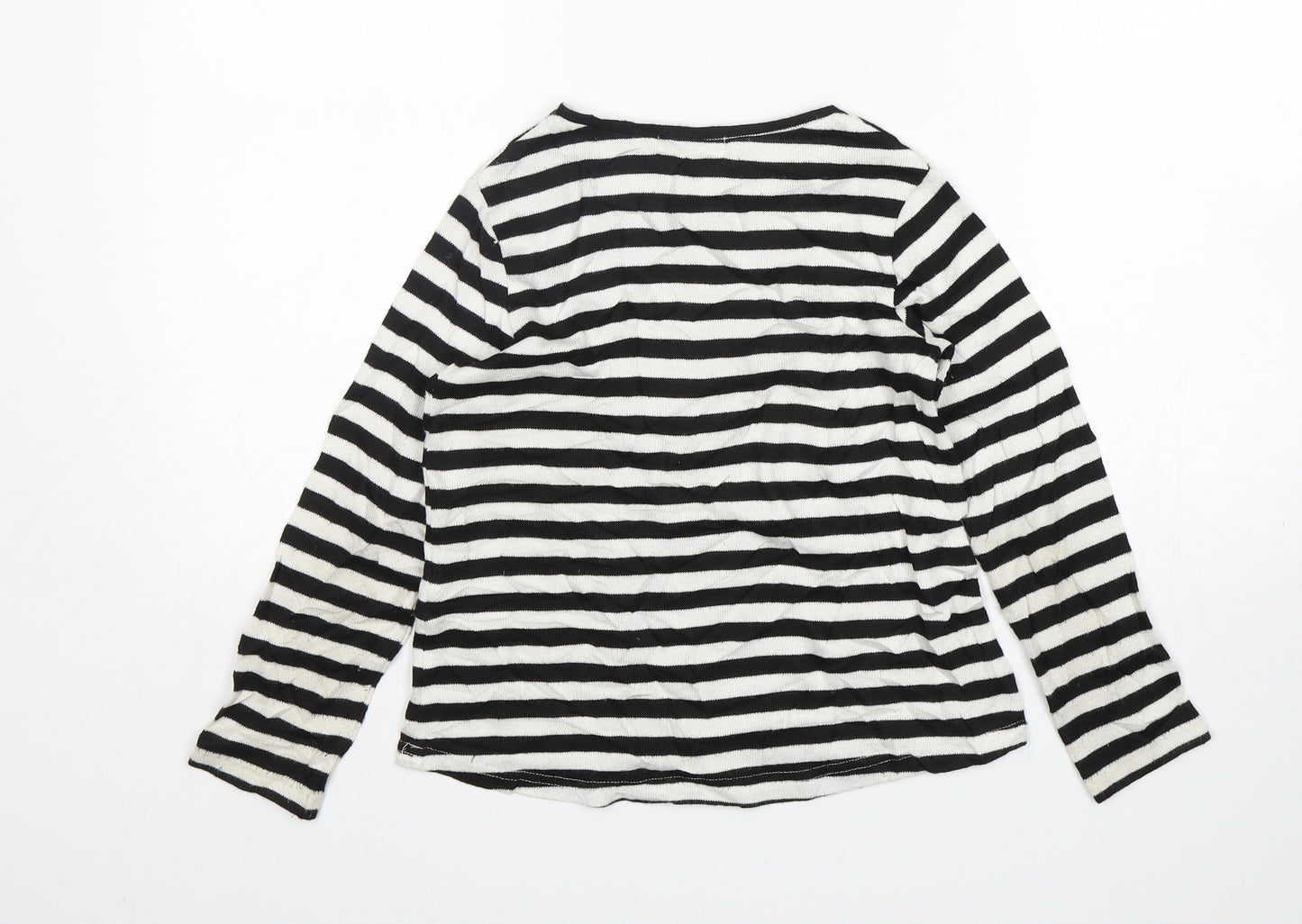 H&M Girls Multicoloured Round Neck Striped Viscose Pullover Jumper Size 7-8 Years