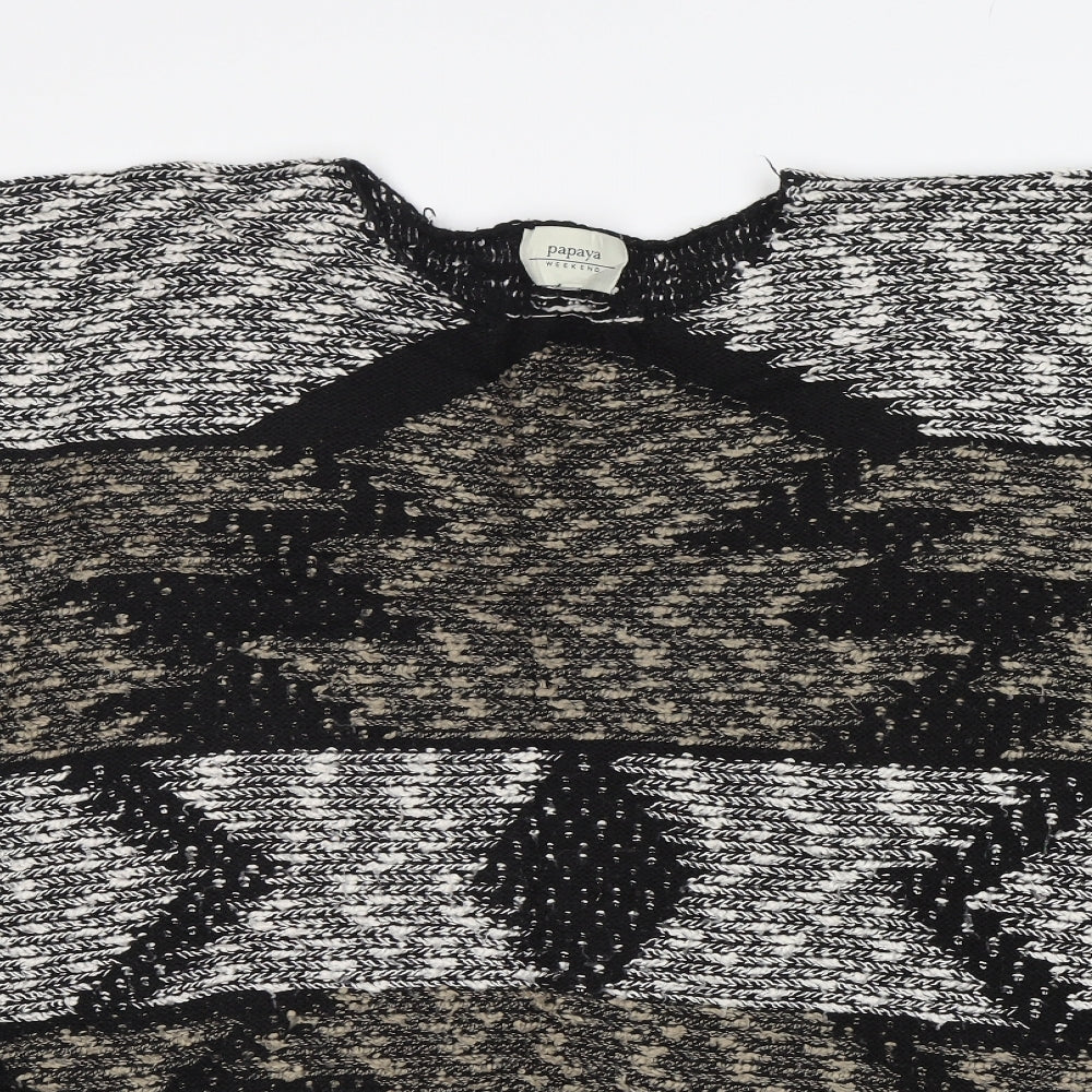 Papaya Womens Multicoloured Round Neck Fair Isle  Pullover Jumper Size S   - Poncho