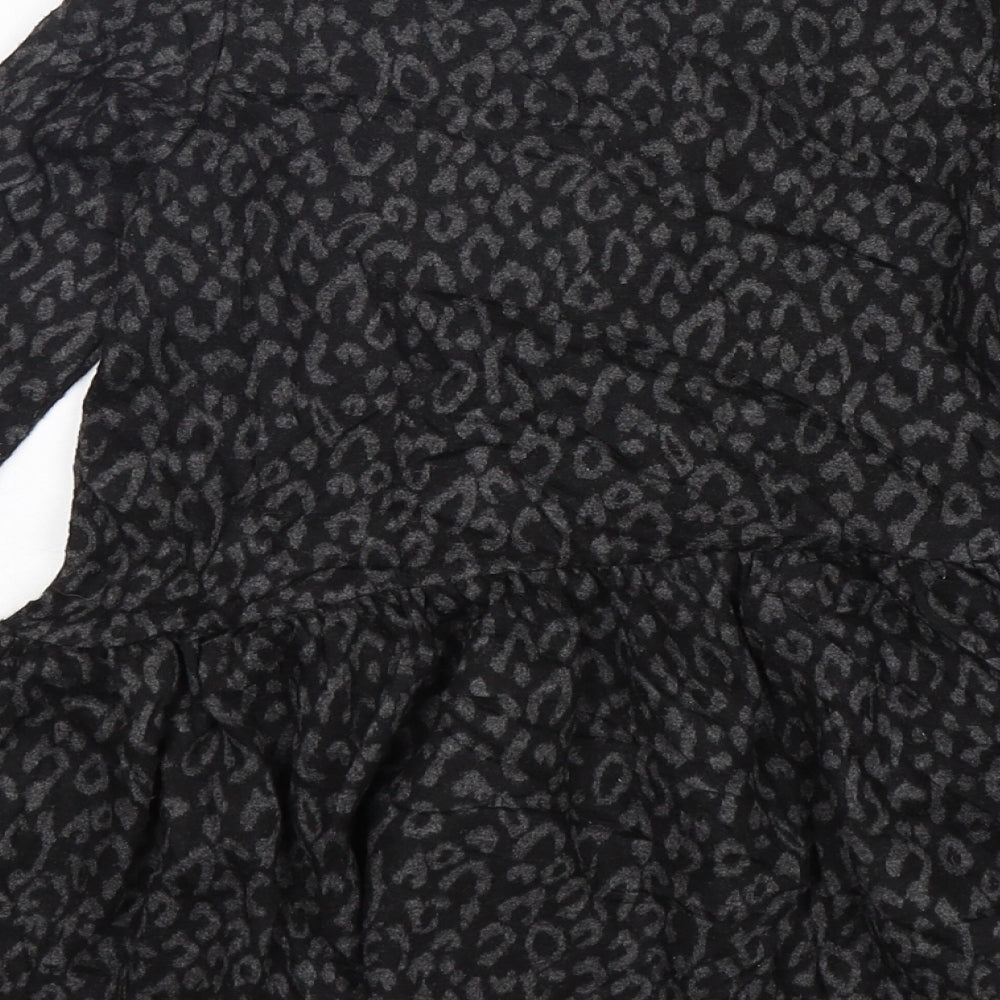Zara Girls Grey Animal Print Polyester Jumper Dress  Size 7 Years  Round Neck