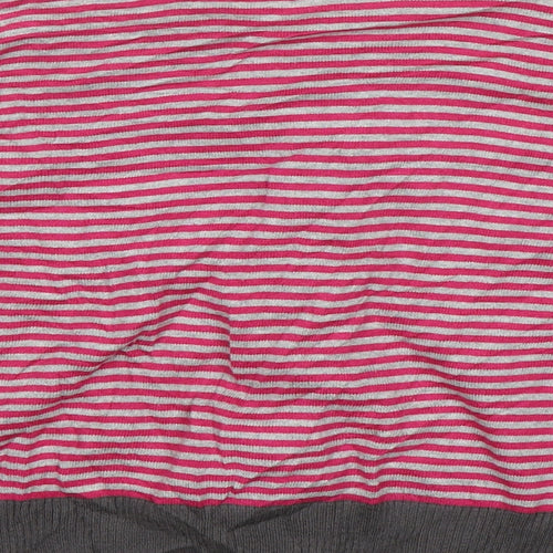 New Look Womens Multicoloured Round Neck Striped Acrylic Cardigan Jumper Size 14