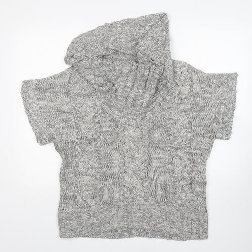 Marshmallow Womens Grey Roll Neck  Acrylic Pullover Jumper Size M