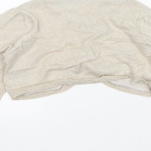 Mothercare Girls Beige Round Neck  Cotton Cardigan Jumper Size 5-6 Years