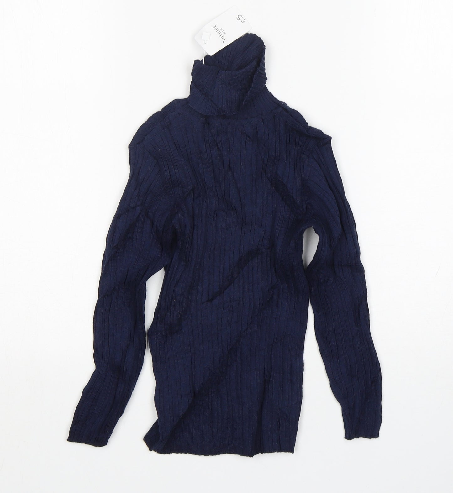 Nutmeg Girls Blue Roll Neck  Cotton Pullover Jumper Size 5-6 Years