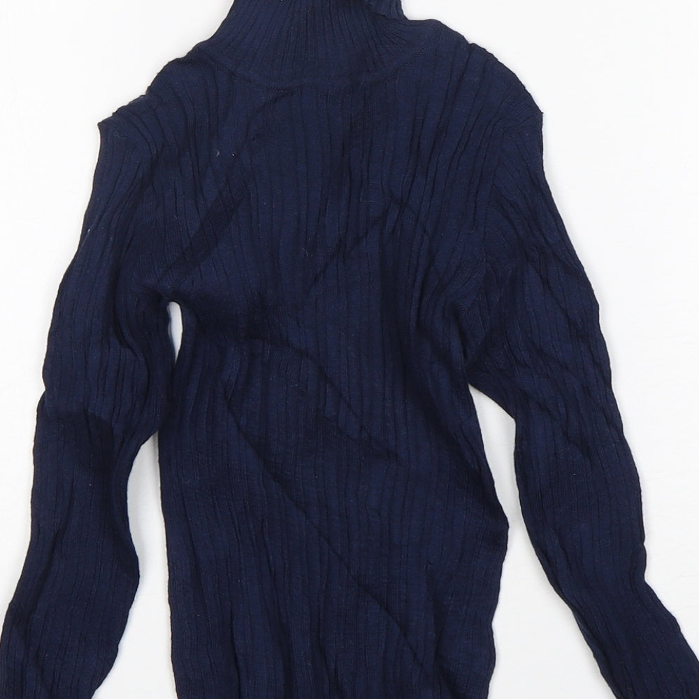Nutmeg Girls Blue Roll Neck  Cotton Pullover Jumper Size 5-6 Years