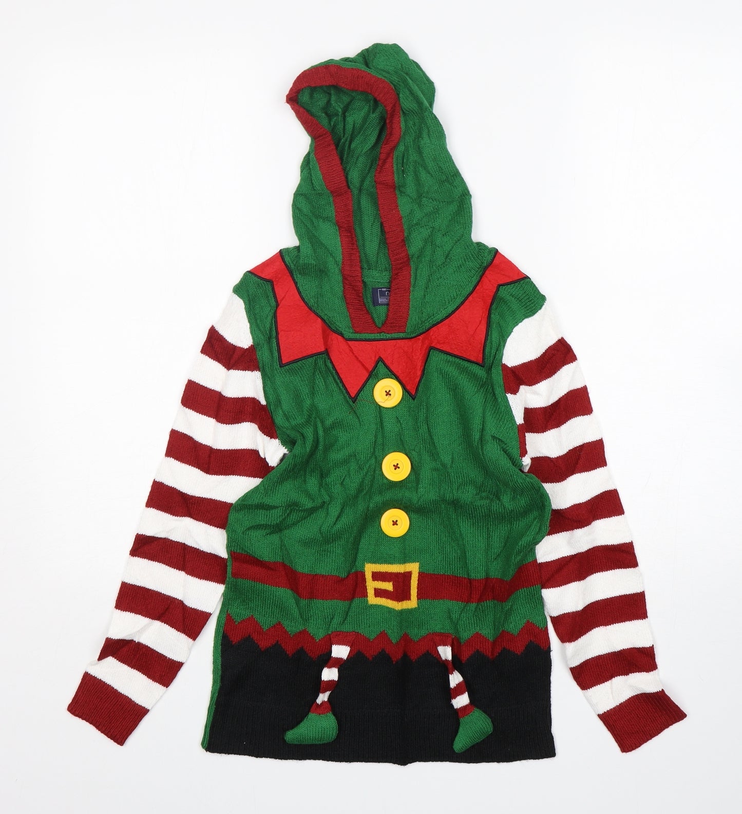 NEXT Boys Multicoloured Floral Acrylic Pullover Hoodie Size 10 Years   - Christmas Elf