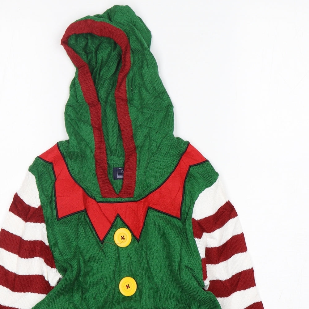NEXT Boys Multicoloured Floral Acrylic Pullover Hoodie Size 10 Years   - Christmas Elf