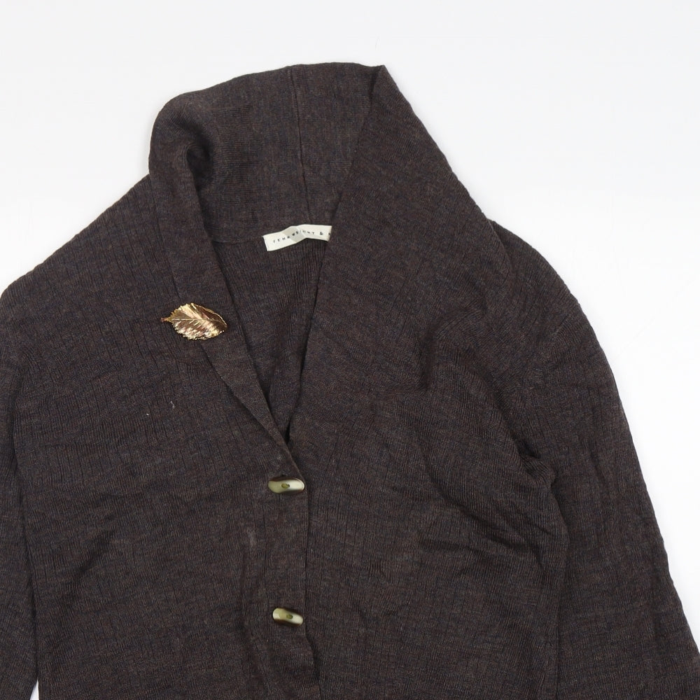 fennwright & mason  Womens Brown V-Neck  Wool Cardigan Jumper Size L