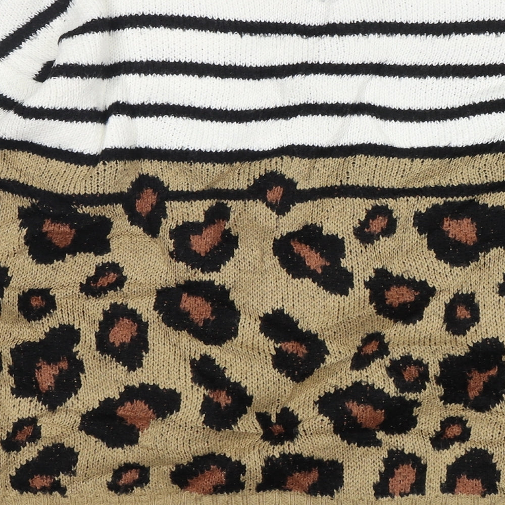 TU Womens Multicoloured Round Neck Animal Print Acrylic Pullover Jumper Size 16