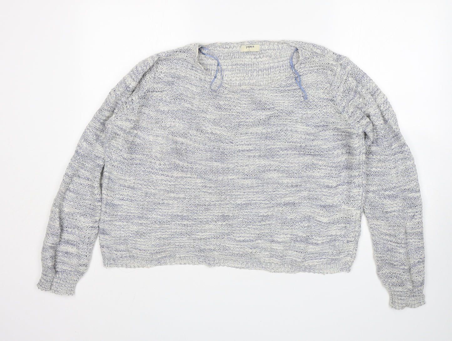 Papaya Womens Blue Round Neck  Acrylic Pullover Jumper Size L