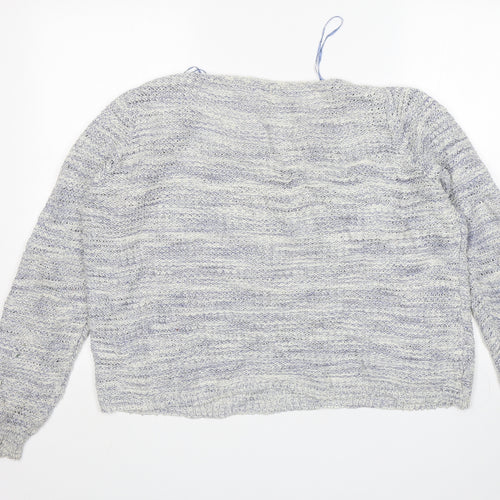 Papaya Womens Blue Round Neck  Acrylic Pullover Jumper Size L