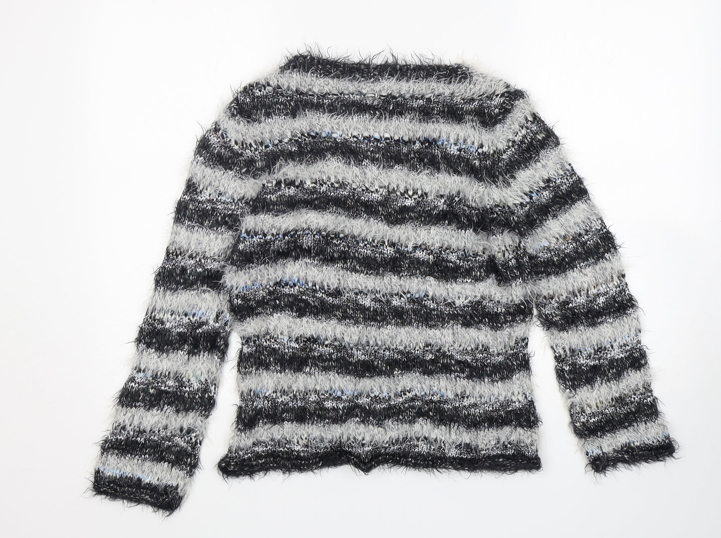 Per Una  Womens Multicoloured V-Neck Striped Acrylic Pullover Jumper Size M